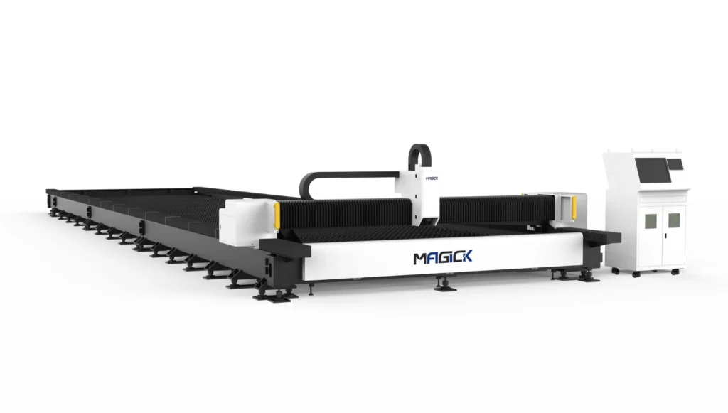 MK-H Ground Rail Fiber Laser Cutting Machine with Bevel Cutting Function for 20-70mm thick plates.