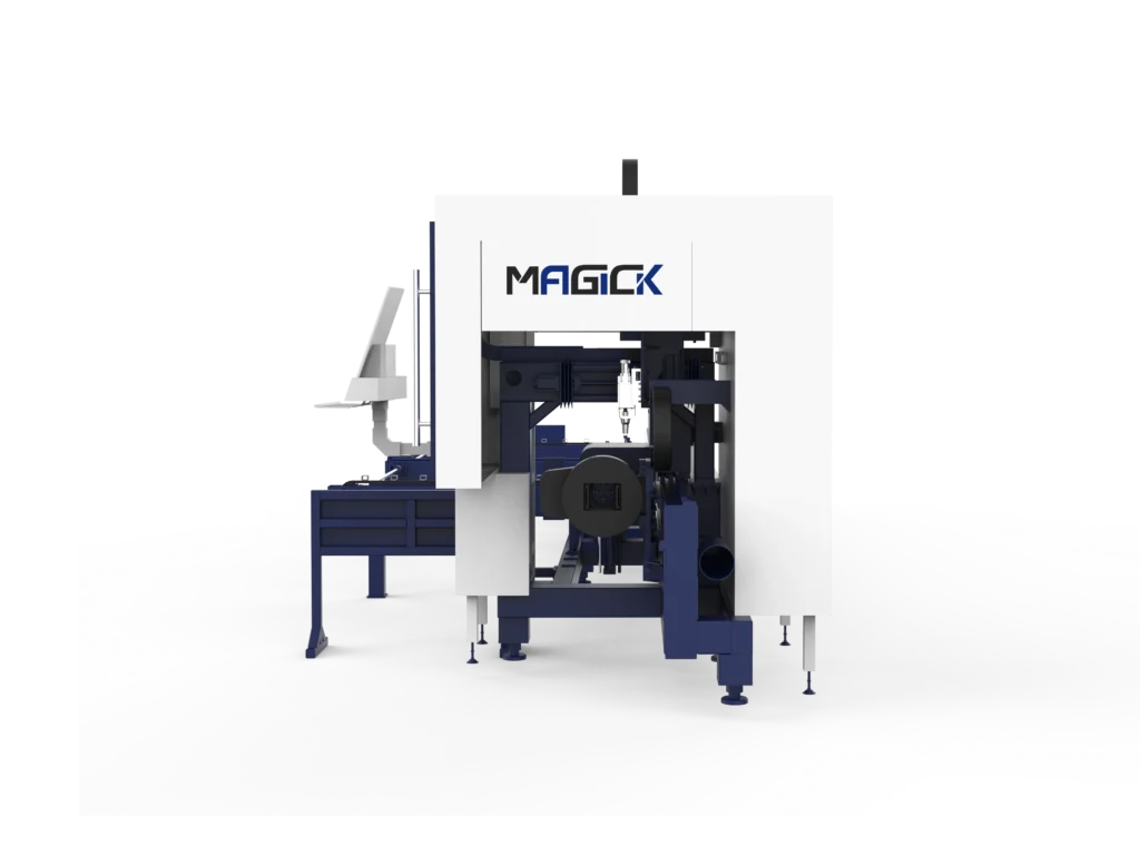 Semi-automatic loading system for MK-6012T2C tube laser cutter.